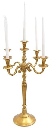 CHANDELIER OR - Chandelier Bougeoir Doré 60cm de haut, Décoration de Table style ancien, Facile à Monter, Largeur pied 21cm - Passion Décor
