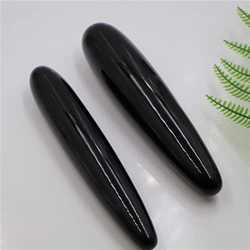 Varitas Yoni De Obsidiana Negra Natural De 18CM, Barra De Masaje Para Manos Y Cuerpo, Adorno De Piedra Mágica, Varita De Jade,Pequeña