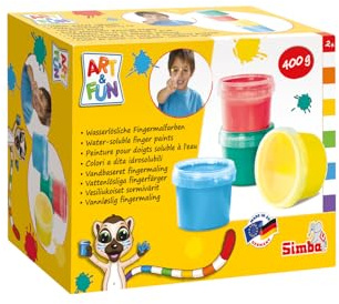 Simba Art und Fun Fingermalfarben, 4x 100g, rot, blau, grün, gelb, ab 2 Jahre