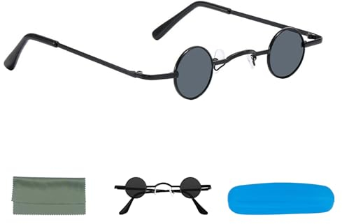 AZWOOD Mode Vintage Sonnenbrille, Klein Metallrahmen Runde Retro Hippie Brille Hip Hop Steampunk Sonnenbrille Polarisiert UV400 Schutz Sonnenbrillen für Männer Frauen