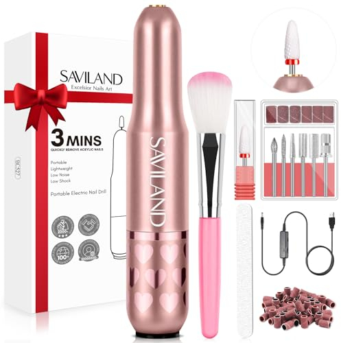 Saviland - Lijadora para uñas profesional, 20000 rpm, lima de uñas eléctrica, velocidad ajustable, lijadora de uñas de acrílico, gel de construcción de uñas, esmalte semipermanente