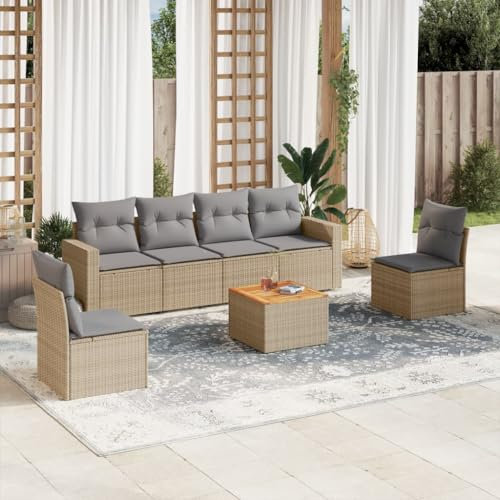 SECOLI Conjunto de muebles de jardín de ratán con espacio de almacenamiento, XXL, muebles de terraza, sofá de salón, grupo de asientos de ratán, muebles de esquina, juego de muebles de balcón, color