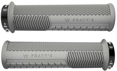 Peaty's Monarch Grips Poignées de Vélo - Poignée de Guidon Velo Moletées, Poignee Velo Ergonomique pour Le Confort, Poignée pour Guidon VTT, Enduro et Trottinette - 32-34 mm, Gris