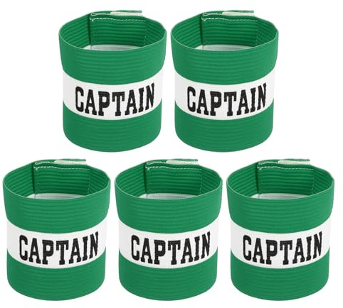 MECCANIXITY Soccer Captain Armband, Captain Arm Bands for Soccer Elastic Captain C Arm Band Sports Captain Armbands for Football Team Training Youth & Adult Green, Pack of 5