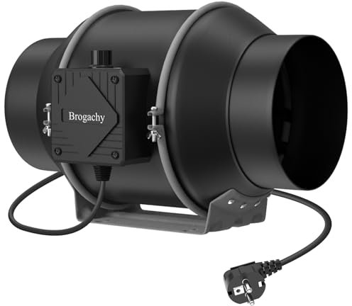 Brogachy150mm Ventilador de extracción ajustable 688m³/h, motor EC trifásico,3000 RPM Extractor de Aire con controlador de velocidad variable Para Baño, Booster, Tienda de cultivo, Garage, Cucina.
