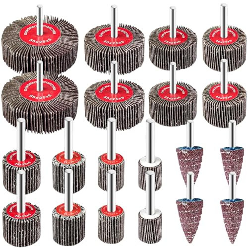 XLKJ 20Pcs Flap Wheel, Abrasive Wheel Set 10 Different Sizes, Disc Abrasive Sanding for Drill, Polishing, Grinding