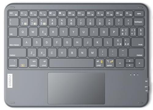 Inateck Tastiera Bluetooth con Touchpad Integrato, Tastiera Wireless Ultra Sottile per Tablet PC iPad, QWERTY Layout Italiano Ricaricabile, Compatibile con Windows iPadOS Android, Grigio