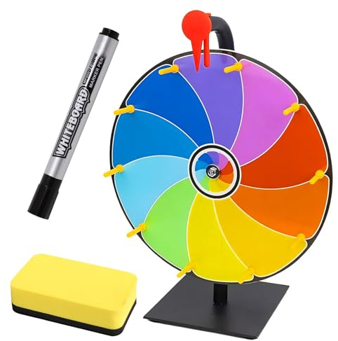 Kunaxku Roue de la Fortune - Cercle de 30 cm pour Bricolage avec 10 Compartiments, Comprend marqueur et Caoutchouc, Roue de Jeu Parfaite pour Les fêtes, Pubs, foires et carnavals