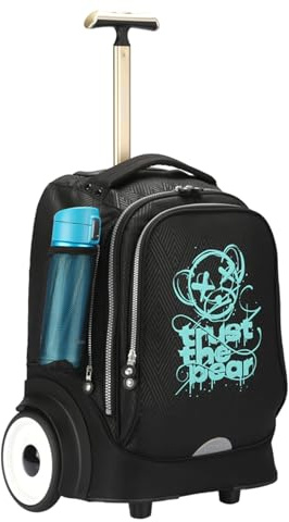UNIKER 15.6 Inch Silent Stair-Climbing Rolling Laptop Bag, 40L Large Capacity Wheeled Bag for School Work Commute Travel, T5- Bear