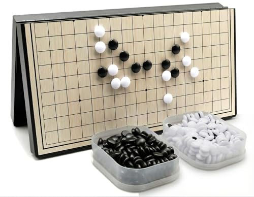 Jeu de Go Magnétique 19x19, Plateau Go Pliable Portable avec Pierres Convexes, Jeu de Société Traditionnel, Idéal Débutants et Adultes, Format 28 cm