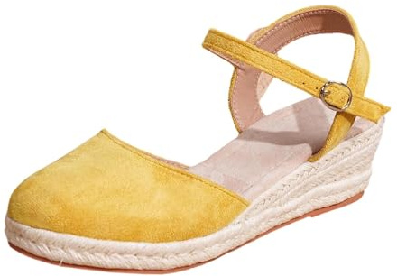 Zapatos Tradicionales para Mujer Elegantes y Cómodos para Dirndl Zapatos de Verano Estilo Boho con Cuña Alpargatas Ligeros Sandalias Cerradas Tallas Grandes Sandalias de Tacón de Cuña Informales