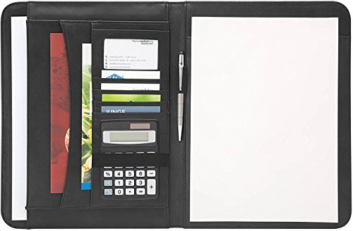 Wedo 586401 skrivmapp Accento DIN A4 av konstläder, ytterfack, flera innerfack, elastiska band inklusive skrivblock, svart