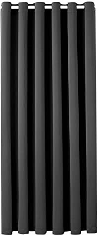 Aspire Homeware Grey Blackout Curtains for Bedroom - Eyelet Door Curtains 66 x 84 inch Drop Thermal Insulated Super Soft Ring Top Living Room Window Curtain with Matching Tieback, Single Panel