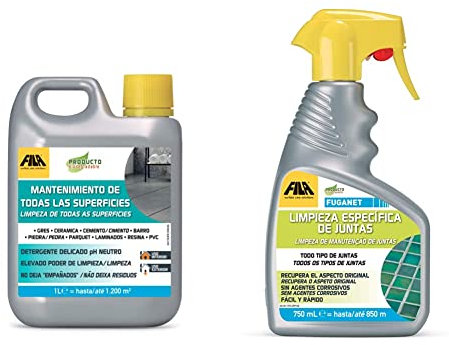 Fila Surface Care Solutions MANTENIMIENTO DE LAS SUPERFICIES, Limpiador de Suelos Concentrado con pH Neutro Ideal + Fuganet, Limpiador para Juntas, Spray, Detergente Spray para Limpiar