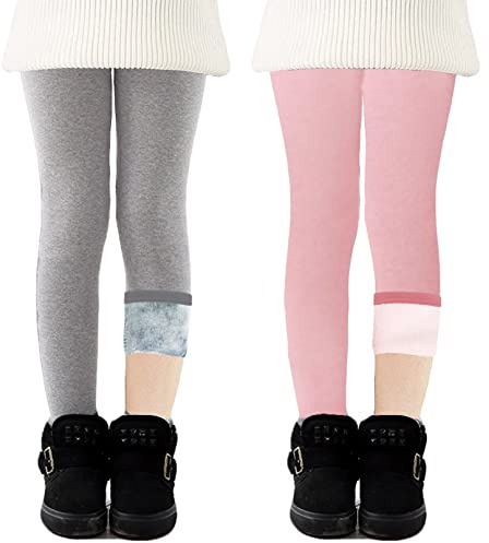 CheChury Leggings Niñas Térmico Pantalones Forros Polar Leggings Fleece Niñas Leggins Térmicos Pantalón Algodón Cálido Legging Invierno Pantalones Largos Terciopelo Pantalon Bordados