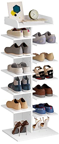 WOLTU Schuhregal mit 12 Ebenen, weißer Schuhschrank für Flur, platzsparendes Regal für Schuhaufbewahrung, Schuhablage aus Holzwerkstoff, Schuhorganizier
