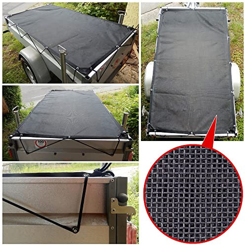 ENVA 1x Anhängernetz 2x1m Hängernetz Ladungssicherung mit Spanngummi extrem reißfest Abdeckplane inkl. 10 Befestigungshaken