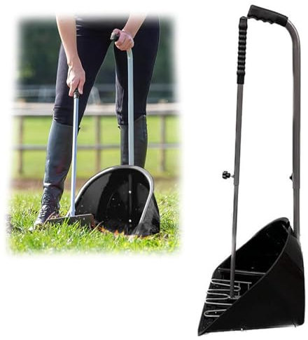 Generic Horse Poop Scoop XL Manure Shovel Multi Use Poop Leaves Muck Paddock Garden Stable Horsebox Equestrian Cleaning Rake Easy to Use Lightweight Jumbo Poop Remover Horse Pony Donkey Dog (Black)