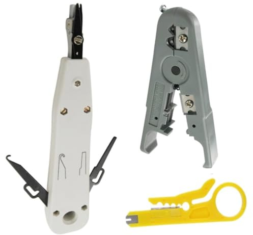 FTXanty LSA Auflegewerkzeug Netzwerk Werkzeug + Aabisolierzange Netzwerkkabe Set Lsa Anlegewerkzeug für Ethernet RJ45 Netzwerkdose CAT7 Cat5 Cat6 Ca6A Telefonkabel RJ11 Patchpanel