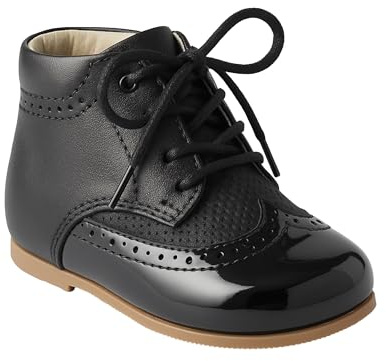 Baby & Boys Black Lace-Up Two-Tone Leather Brogue Shoes – Stylish & Comfortable Footwear Size 6 Infant