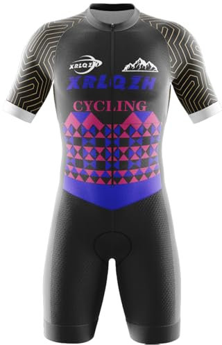 Triathlon Tri Costume Men's MTB Triathlon Tri Suit Short Sleeve Quick-Drying Cycling Skinsuit,Men's Cycling Skinsuit Gel Padded, (TYP-4,M)