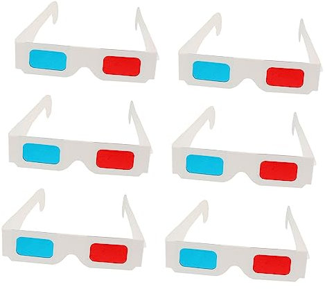 Uonlytech 100pezzi Occhiali Anaglifici Montatura in Cartone Bianco Usa e Getta Per Serate Cinema e Feste Di Famiglia