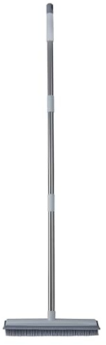 Coopers of Stortford - 2-in-1 Pet Hair Broom - Electrostatic Rubber Bristles - Traps Hair on Carpets & Tiles - Squeegee Edge for Paw Prints & Spills - Extendable Handle