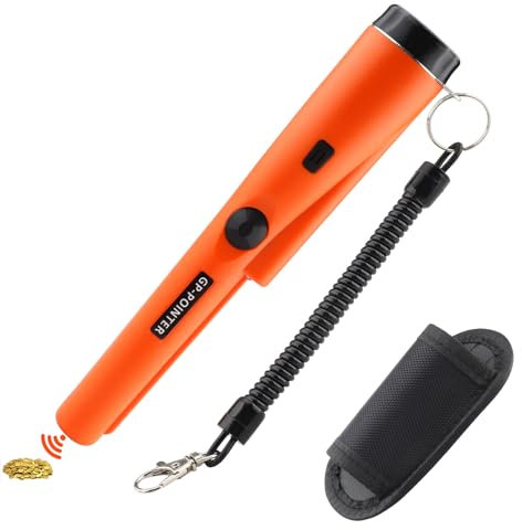 Mezzar Détecteur de Métaux,Detecteur de Metaux Pinpointe IP66 Étanche avec LED Chasse au Trésor Recherche 360 ° pour Chasse aux Trésors