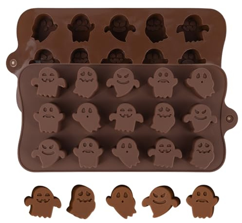 Halloween Silicone Mould, Halloween Chocolate Mold Ghost Ice Cube Mould DIY Baking Mould for Cookies Chocolate Candy Gummy Jello Ice Cube F4-WSMJ(Ghost)