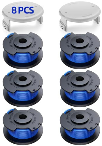YWTESCH 6 stycken AC14RL3A ersättningstrådsspole kompatibel med Ryobi One 18 V 24 V 40 V grästrimmer, Ø1,65 mm och 3,4 m strängspolens längd, innehåller 6 stycken spole och 2 stycken lock