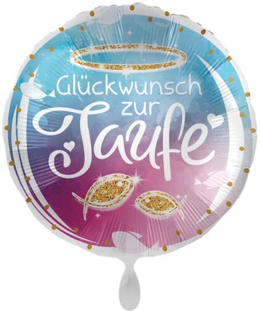 1 Folienballon Taufe Glückwunsch zut Taufe rund bunt ca 45 cm ungefüllt Ballongas geeignet