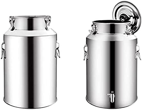 201 Edelstahl Luftdichter Milchkannen-Transporteimer Weinkübel Milchkanne Teekanister Fass Wasserbehälter Krug Mit Silikonversiegeltem Deckel Strapazierfähig/,Mit Tippen,5L,Improve55