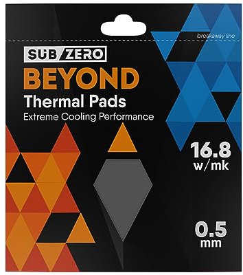 subZero BEYOND 16.8w/mk Thermal Pad, 100x100mm, Soft Thermal Compound, Ideal Gap Filler for GPU/Laptop Heatsink/GPU/CPU/LED Cooler (0.5mm)