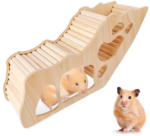 WANDGU Échelle d'escalade pour Hamster : Maison en Bois, Cachette et Accessoires pour Petits Animaux de Compagnie, Hamsters et Gerbilles