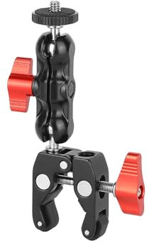 SZRIG Mini boule articulée 6,35 mm pour appareil photo, moniteur, lumière LED, accessoires (rouge)