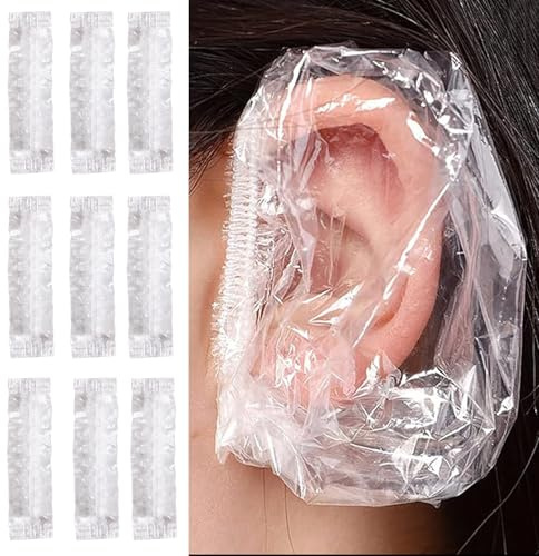 Confezione da 100 copriorecchie per doccia, cuffie usa e getta per doccia, protezioni per le orecchie usa e getta per doccia, colorate, impermeabili, per tinture per capelli, doccia, bagno, salone