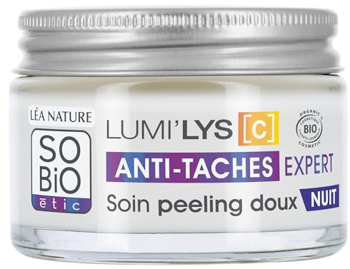 LÉA NATURE SO BiO étic | Soin Peeling doux Nuit - Lumi'lys [C] | Expert anti-taches | Prévient & Réduit tous types de taches | Peau lumineuse | 99% d'origine naturelle | Fabriqué en France | 50 ml
