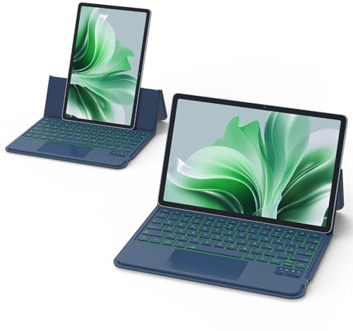 GOKOCO Magic-Tastatur hülle für Samsung Galaxy Tab S10 Lite/S10 FE 10.9 2025 Tastatur Hülle,Verstellbares Hoch-/Querformat Tastaturhülle für Tab S10 Lite/S10 FE/S9 FE 10,9 Zoll/S9 11 Zoll QWERTZ-Blau