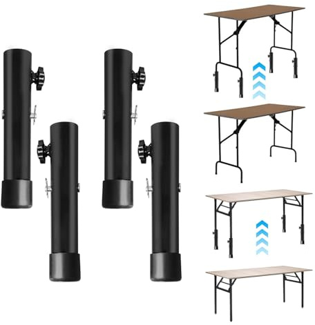 TOWEBOORY Lot de 4 Pieds de Meuble Réglables, Réglables en Hauteur 9,2 cm-13,3 cm Pieds de Meubles en Métal Extensions de Pieds de Table Pliables Rallonges de Pieds de Chaise pour Pieds Pliés/Droits