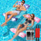 Bouee Piscine Adulte 4 in 1 Hamac Piscine Gonflable 2 Pièces Matelas Gonflable Piscine PVC Hamac de Piscine Matelas Piscine Filet Hamac Flottant pour Les Vacances à la Plage(Bleu Foncé et Rose)