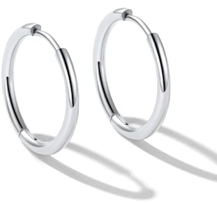 U7 Orecchini Donna a Cerchio Piccolo 10 mm Orecchini Cerchio Uomo Huggie Acciaio Inossidabile Larghezza 2mm Colore Argento Regalo per Donna Uomo