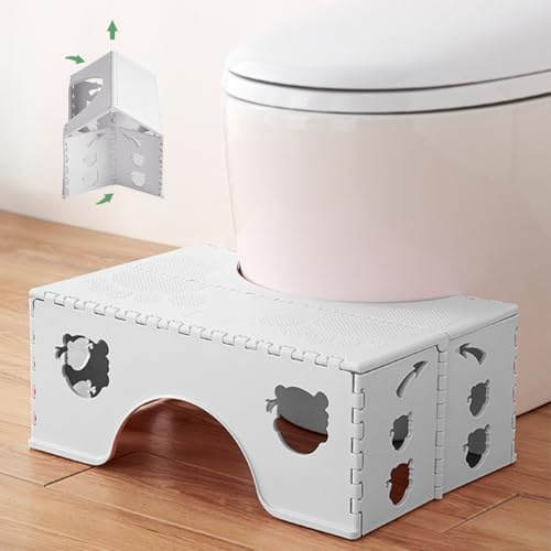 Toilettenhocker Klappbar Kinder Hocker Badezimmer - WC Hocker Erwachsene, Anti-Rutsch Faltbarer Kackhocker, Hilfe Gegen Verstopfung, Gewicht 1,4 kg