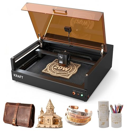 ATOMSTACK Kraft Double laser Autofocus Machine à graver laser 20W Diode et 1,2W Infrarouge Kit de base, 600 mm/s Zone de travail fermée 50x32 cm Machine de découpe laser pour métal, bois, cuir