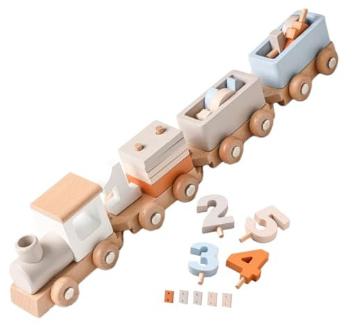 Milisten Juguete De Tren De Madera Números Digitales Juguete De Tren De Madera para Aprendizaje Preescolar para Cumpleaños