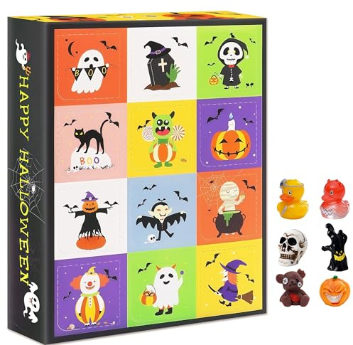 Calendrier de L'avent pour Halloween, 24 Jours de Surprise, 2025 Mini-Figurine en Vinyle à Collectionners, Figurines et Accessoires Exclusifs, Boîte Mystère,Idée de Cadeau, Jouet Enfant 3 Ans et + (A)