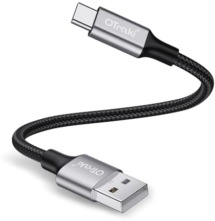 OTraki Cable USB A vers USB C 0.1m, Câble USB C Charge Rapide 3A Cable Chargeur Nylon Chargeur Cable Type C pour Iphone 17 Pro Max Air 16 Galaxy S25 Plus Ultra S23 S22 Redmi Note Manette Ps5