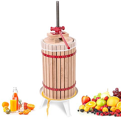 Aufun Prensa De Frutas 30L De Madera De Haya, Incluye Paño De Prensa | Prensa Manual De Vino, Exprimidor, Prensa De Pulpa(Prensa De Frutas 30L)
