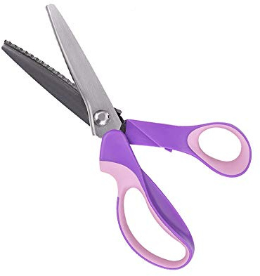 hollylife Tijera Dentada Costura 5 mm de Acero Inoxidable, Corte en Zig Zag, Tijeras Profesionales de Corte Confección Costura 9.2 Púrpura