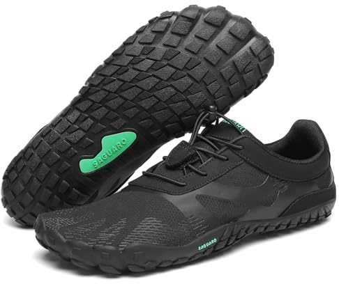 SAGUARO Barefoot Shoes Uomo Donna Scarpe Barefoot Minimaliste Antiscivolo Scarpe da Trail Running per Palestra Trekking JA Nero,Gr.39