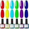 ROSALIND 10ml Gel Nagellack Set Sommer Neon UV Nagellack Set Rot Grün Blau Lila Shellac Neon farben LED Soak Off Nail Art Design Salon Home Gel Nagellack Set 6pcs